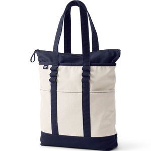 Lands' End Canvas Hybrid Life Tote Bag - Natural/True Navy - RARE Hard to find